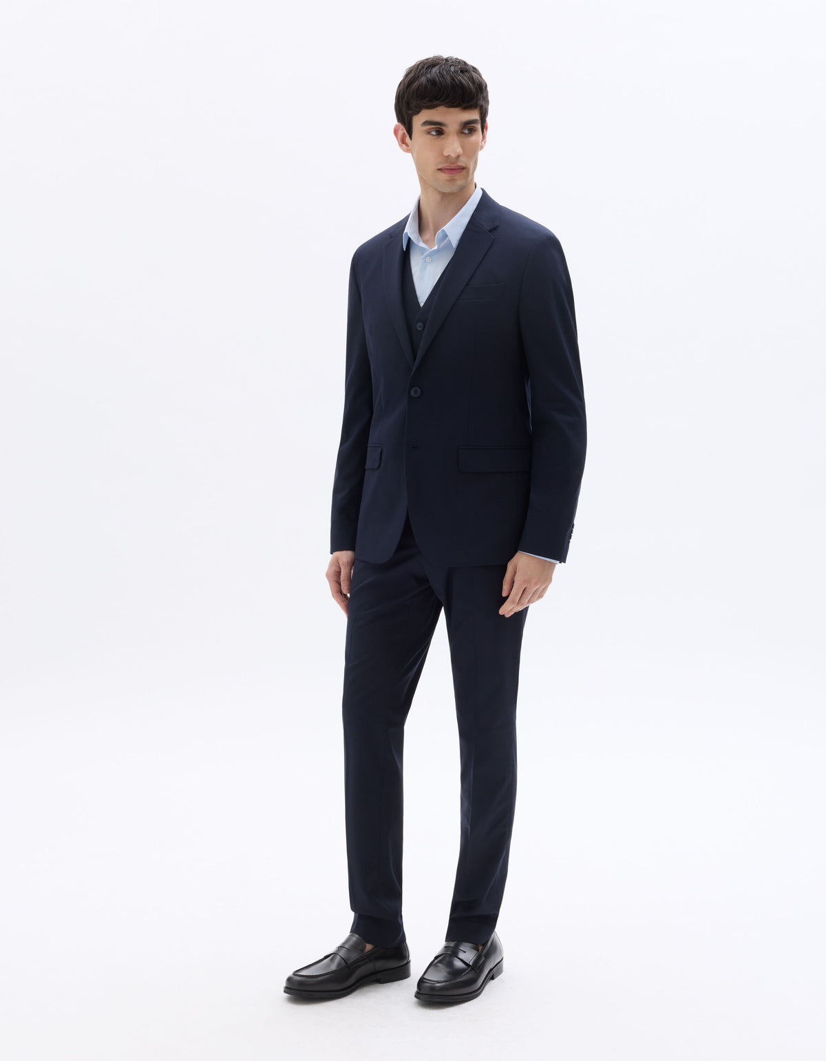 Slim-Fit Stretch Cotton Shirt - Light Blue — view 3