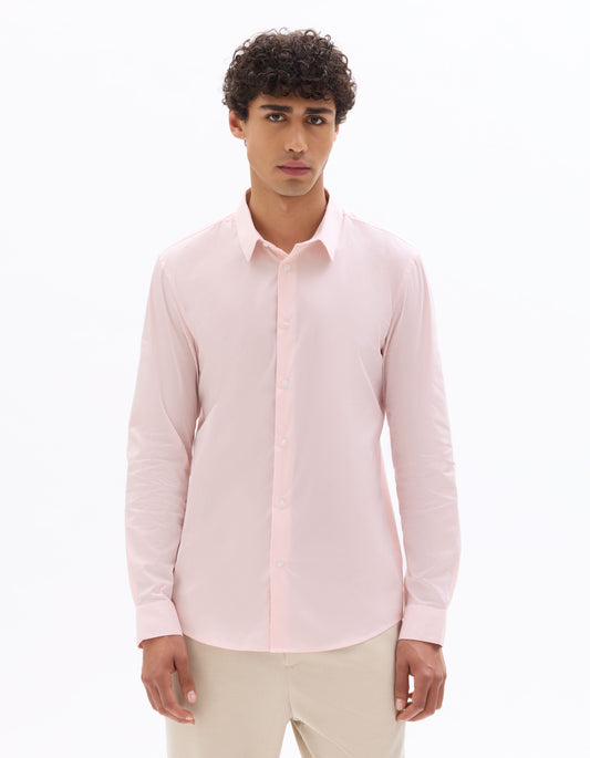 Slim-Fit Stretch Cotton Shirt - Pink — view 2
