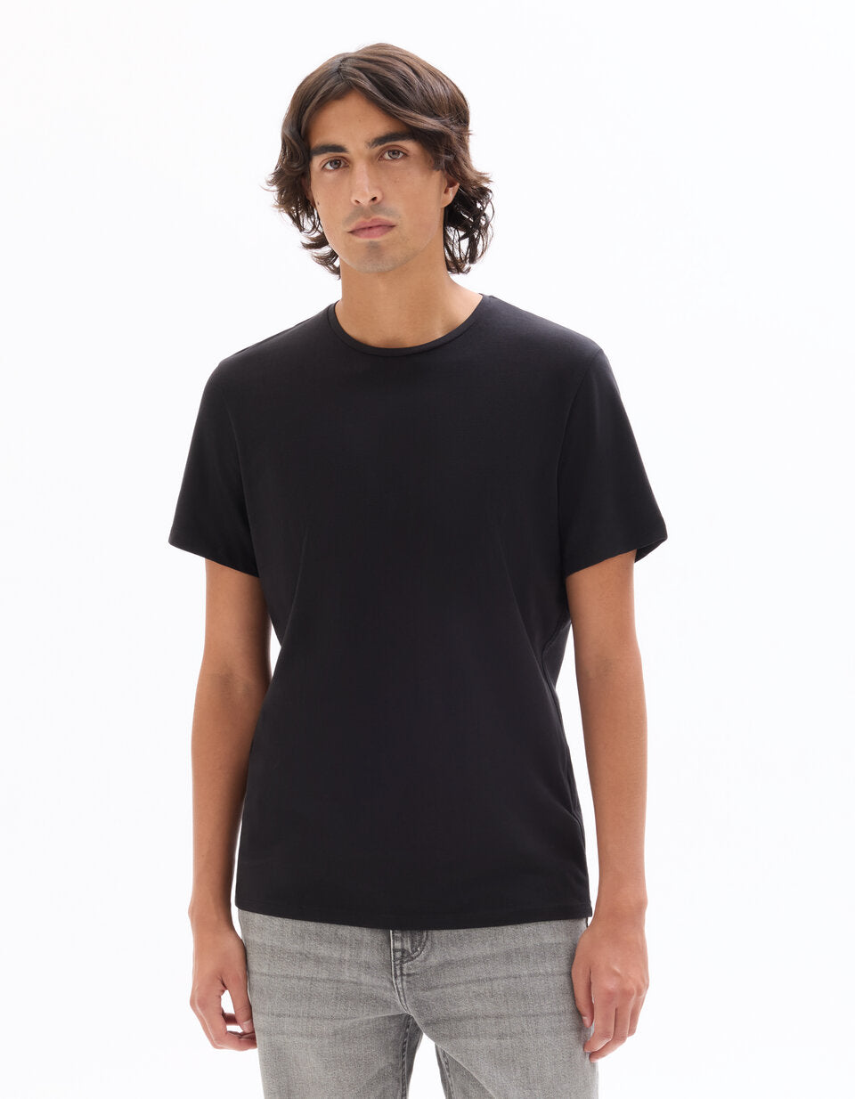 Slim-Fit Stretch Cotton Crew-Neck T-Shirt - Black — view 3