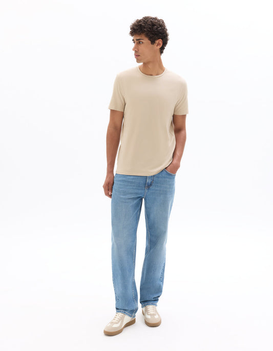 Slim-Fit Stretch Cotton Crew-Neck T-Shirt - Light Beige — view 2