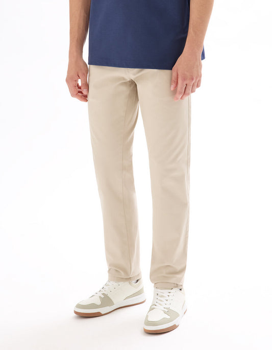 Slim-Fit Stretch Cotton Chinos, Standard Length - Light Beige — view 2