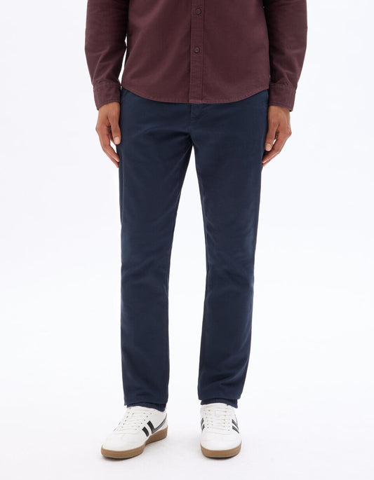 Slim-Fit Stretch Cotton Chinos, Standard Length - Navy — view 2