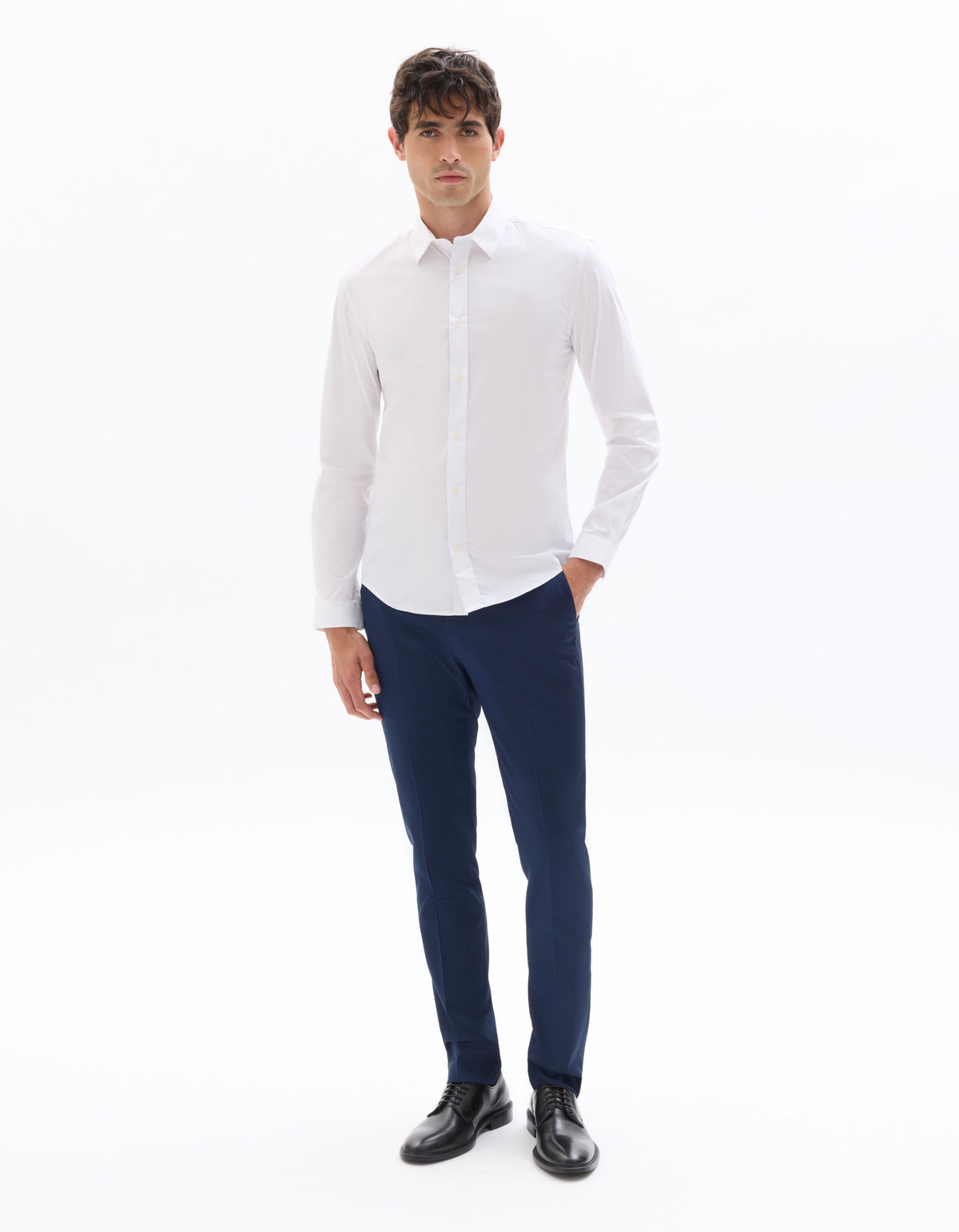 Extra-Slim Stretch Cotton Shirt - White — view 3
