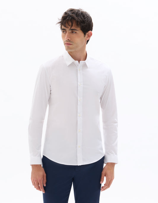 Extra-Slim Stretch Cotton Shirt - White — view 2