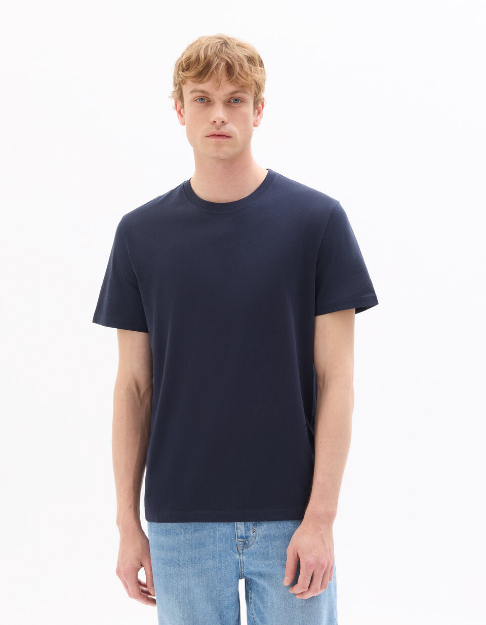 Regular-Fit Pure Cotton Crew-Neck T-Shirt - Dark Navy — view 3