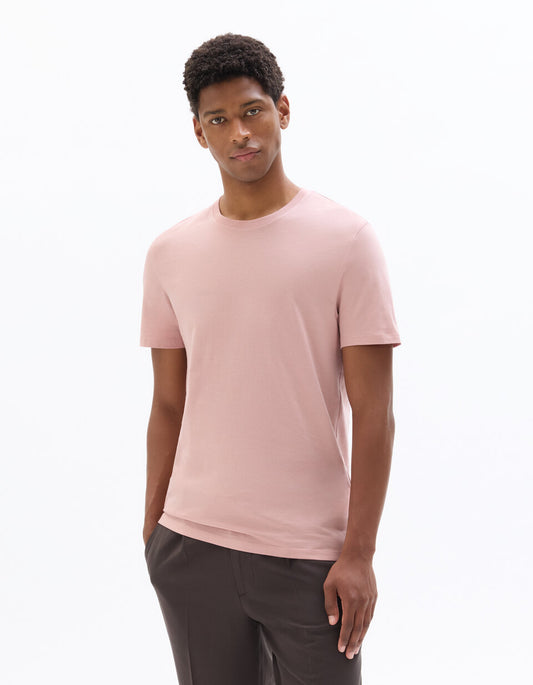 Regular-Fit Pure Cotton Crew-Neck T-Shirt - Light Pink — view 2