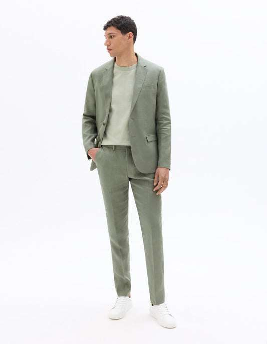 Slim-Fit Pure Linen Suit Trousers - Khaki — view 2