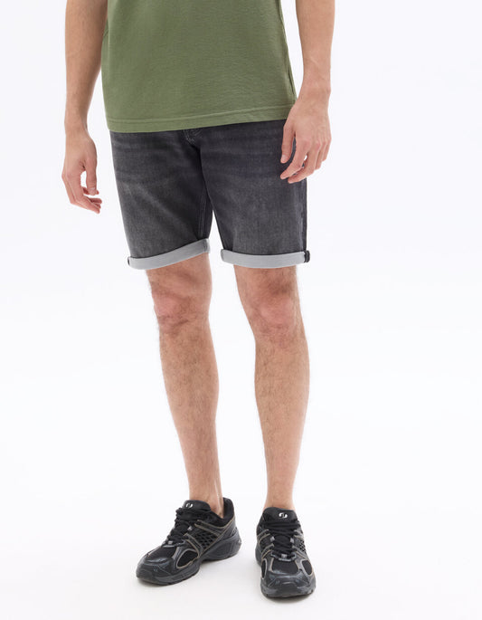 Straight-Fit Denim Bermuda Shorts - Washed Black — view 2