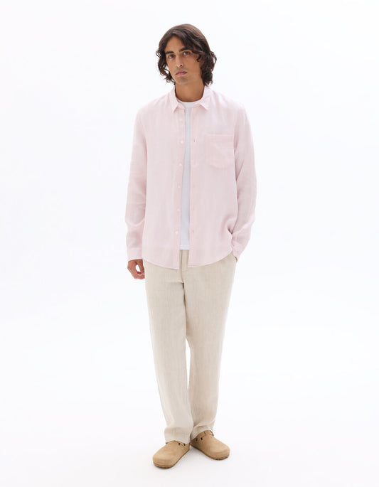 Regular-Fit Pure Linen Shirt - Pink — view 2