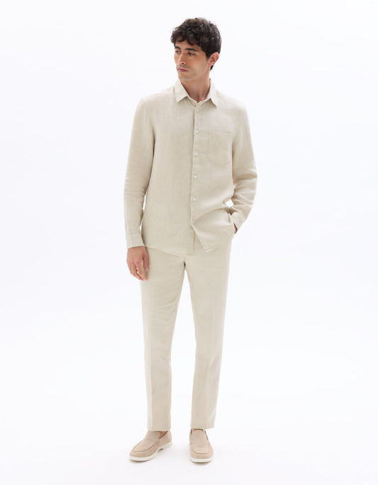 Regular-Fit Pure Linen Shirt - Natural — view 2