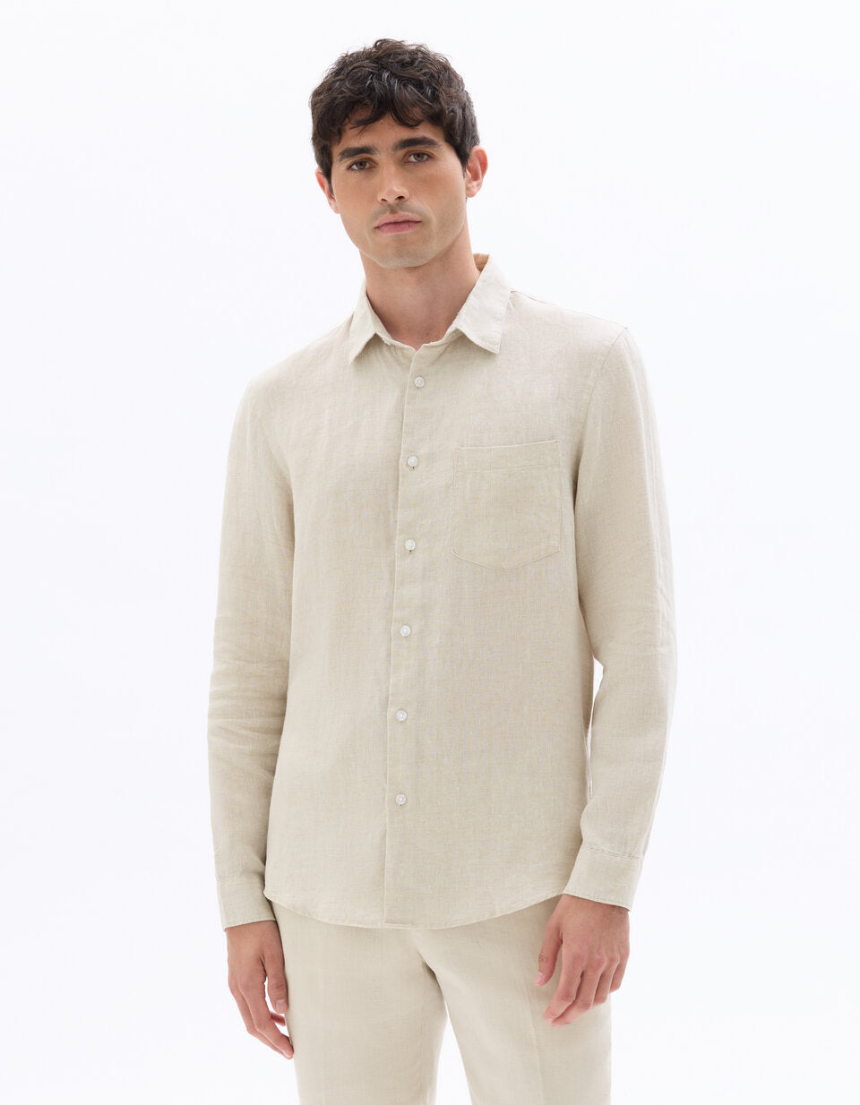 Regular-Fit Pure Linen Shirt - Natural — view 3