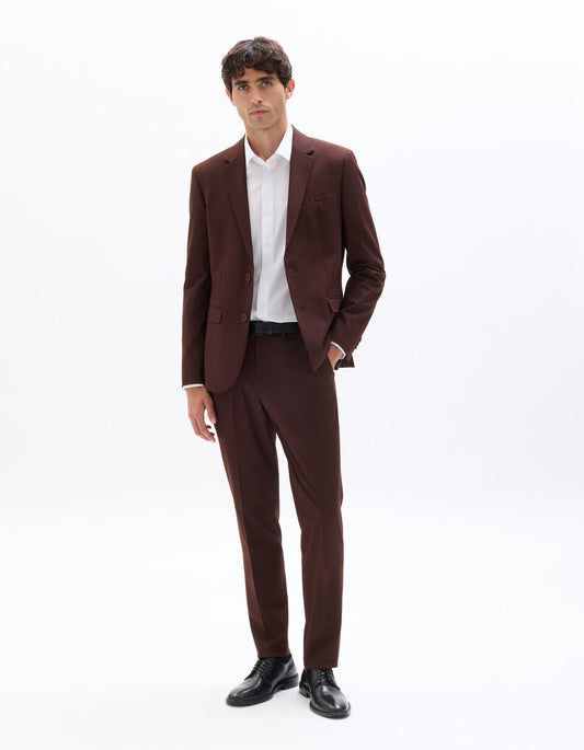 Slim-Fit Stretch Suit Trousers - Burgundy — view 2