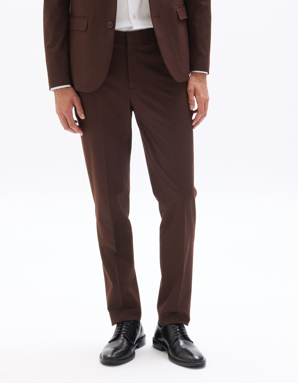 Slim-Fit Stretch Suit Trousers - Burgundy — view 3