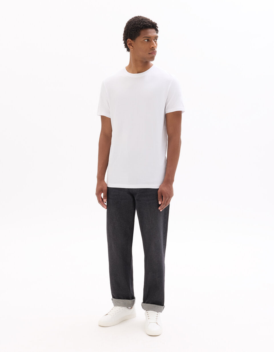 Regular-Fit Longline Pure Cotton Crew-Neck T-Shirt - White — view 3