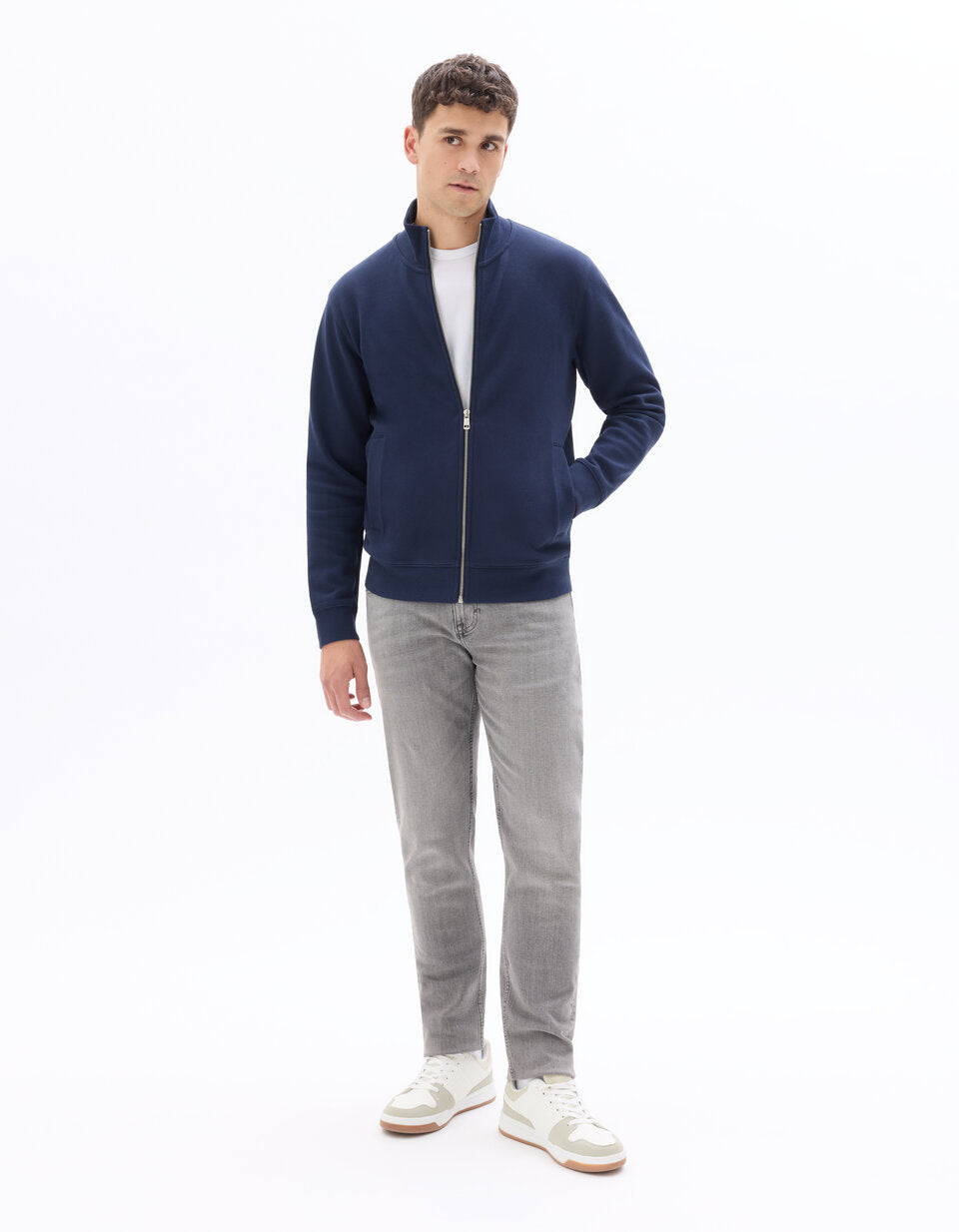 Slim-Fit Stretch Cotton Jeans - Light Grey — view 3