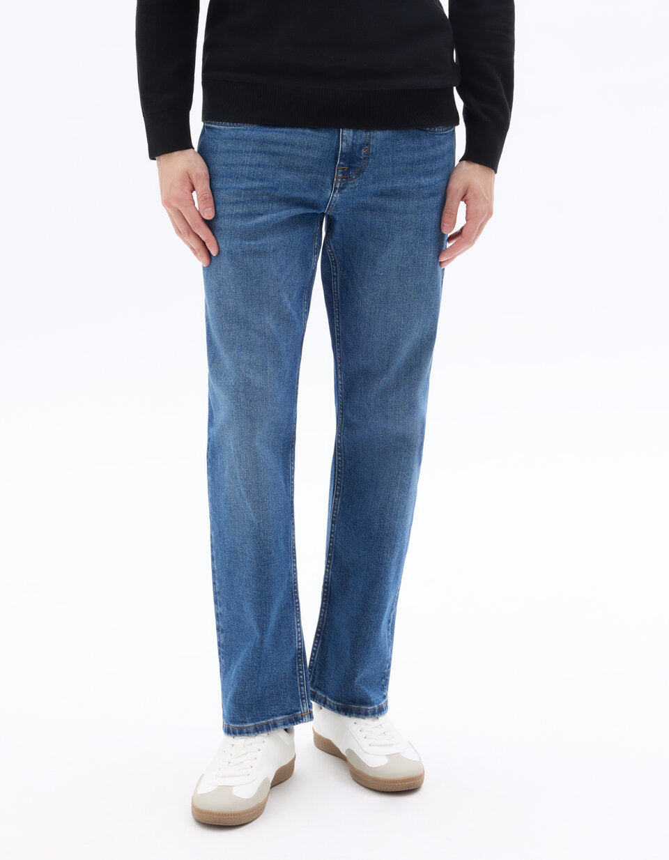 C.5 Regular-Fit Stretch Cotton Jeans - Stone Blue — view 3