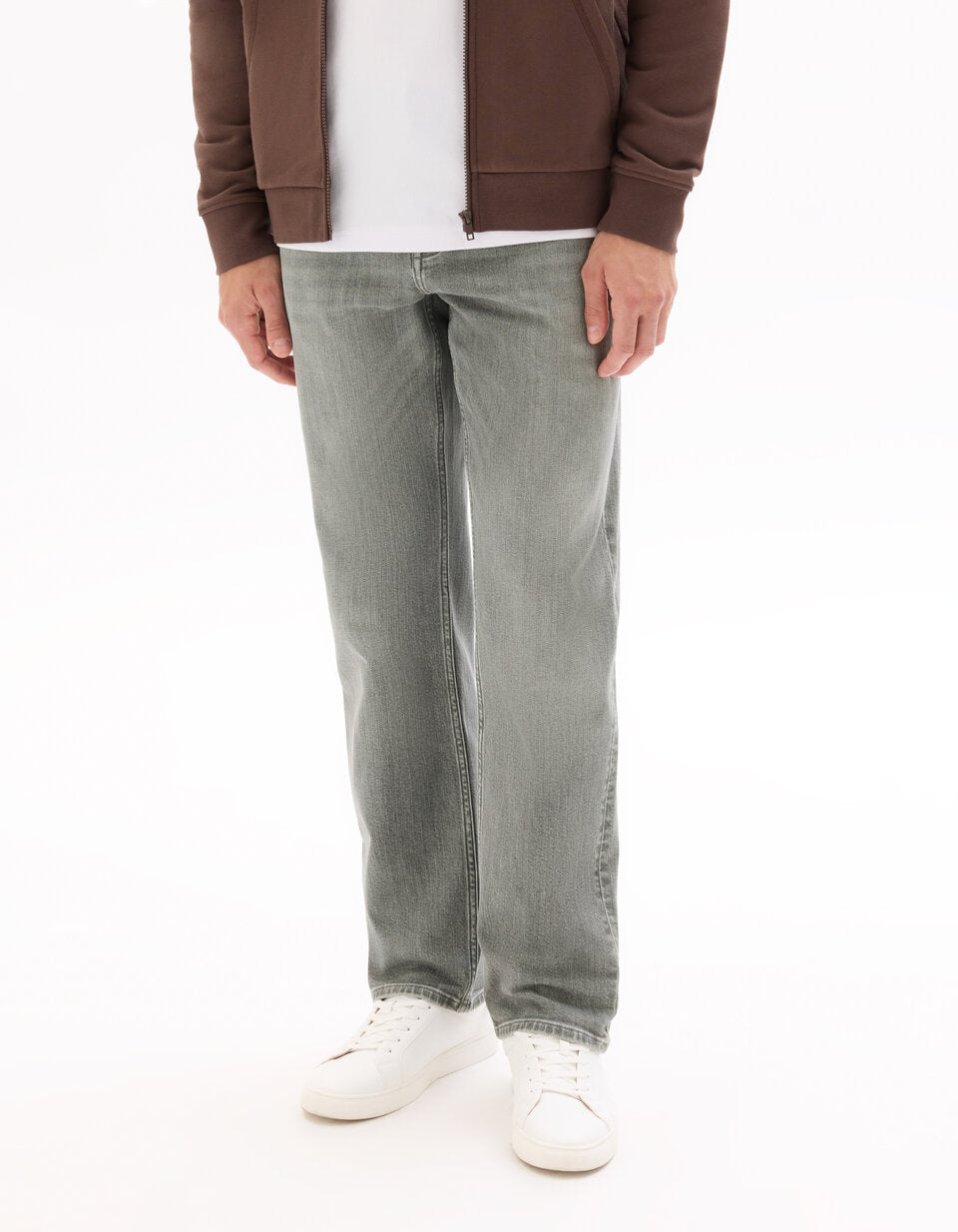 C.5 Regular-Fit Stretch Cotton Jeans - Light Grey — view 3