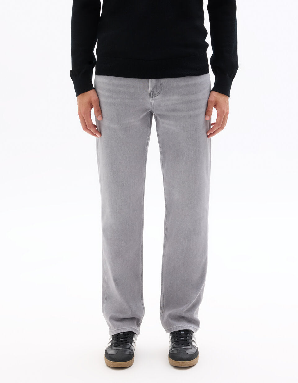 C.35 Straight-Fit Stretch Knit Jeans - Light Grey — view 3