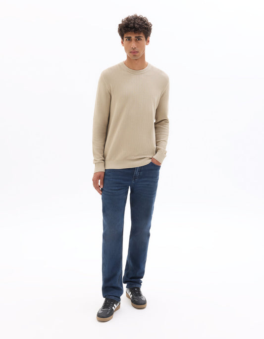 C.35 Straight-Fit Stretch Knit Jeans - Dark Blue — view 2