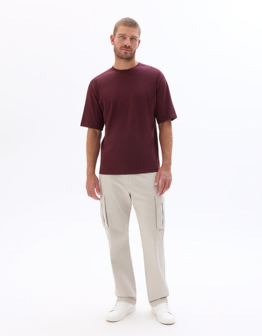 Oversized Crew-Neck T-Shirt - Dark Red — view 2