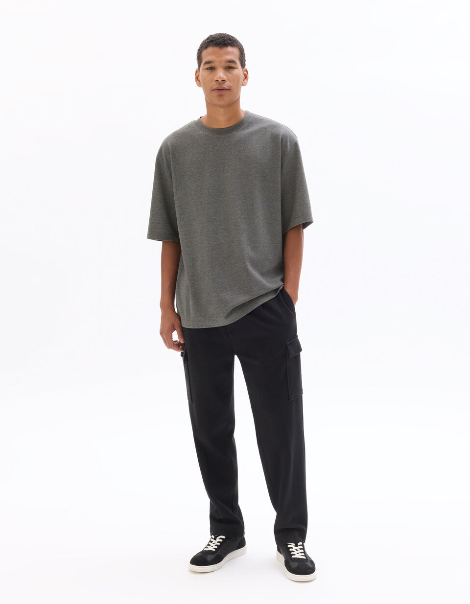 Oversized Crew-Neck T-Shirt - Heather Anthracite — view 3
