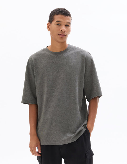 Oversized Crew-Neck T-Shirt - Heather Anthracite — view 2