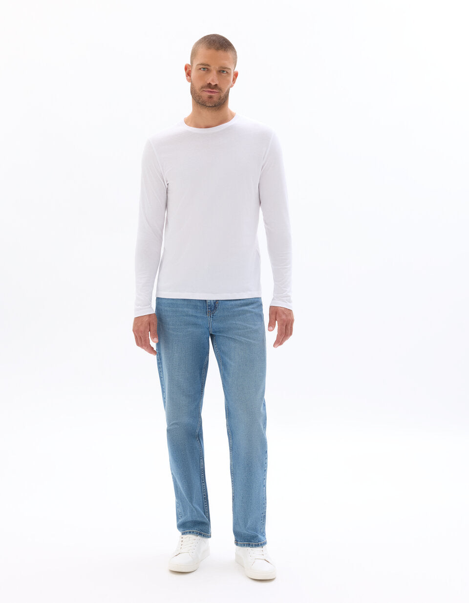 Regular-Fit Pure Cotton Long-Sleeve T-Shirt - White — view 3