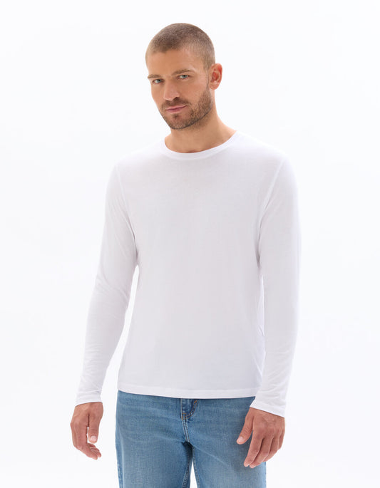 Regular-Fit Pure Cotton Long-Sleeve T-Shirt - White — view 2