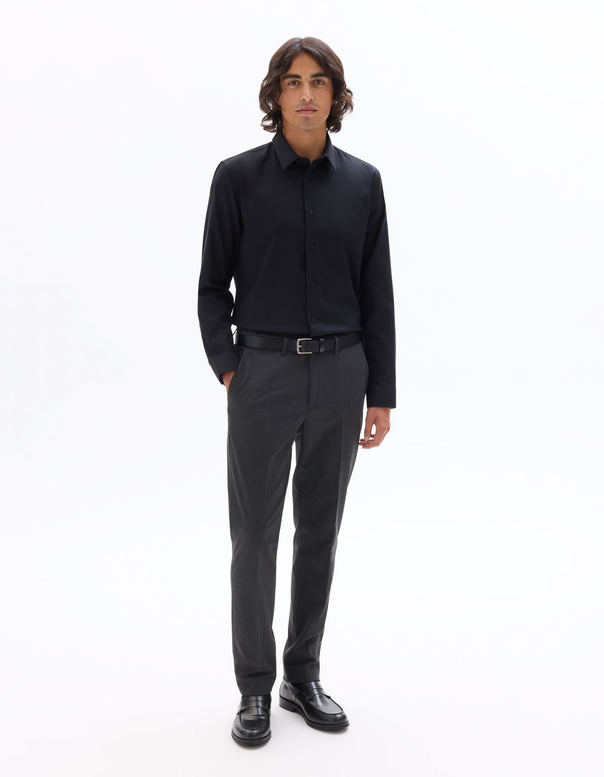 Regular-Fit Royal Oxford Shirt - Black — view 3