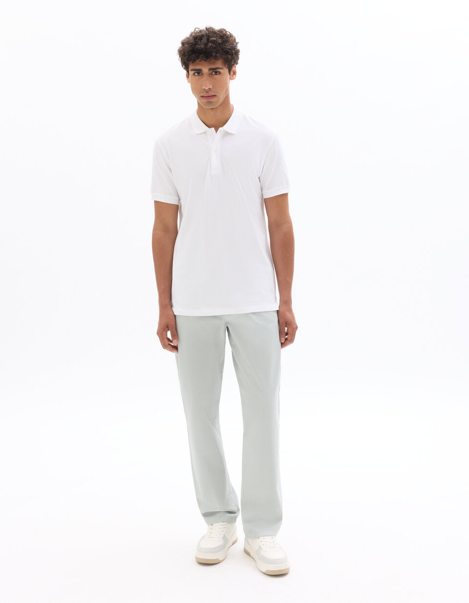 Regular-Fit Longline Pure Cotton Pique Polo Shirt - White — view 3