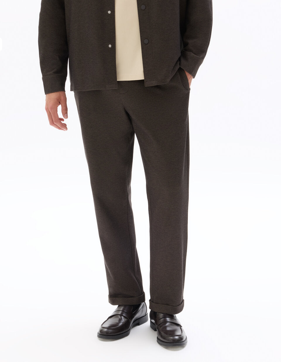 24H Straight-Fit Comfort Cropped Trousers - Light Brown — view 3