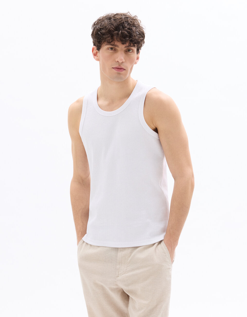 Slim-Fit Tank Top - White — view 3