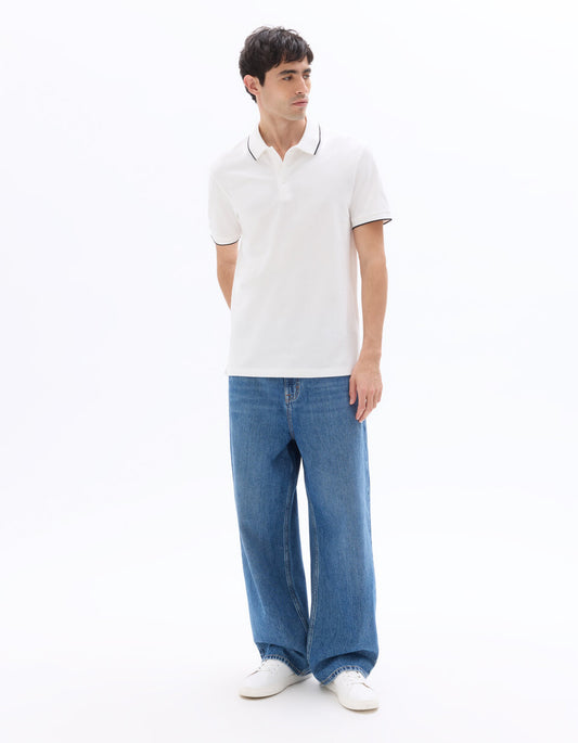 Regular-Fit Pure Cotton Pique Polo Shirt - White — view 2
