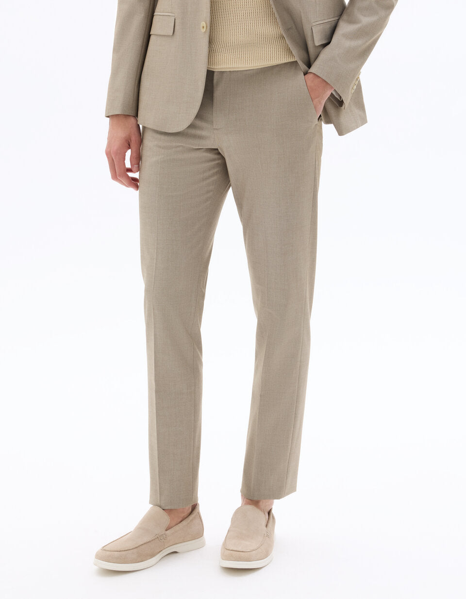 Slim-Fit Bi-Stretch Suit Trousers - Dark Beige — view 3