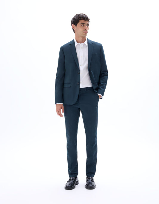 Slim-Fit Bi-Stretch Suit Trousers - Dark Green — view 2