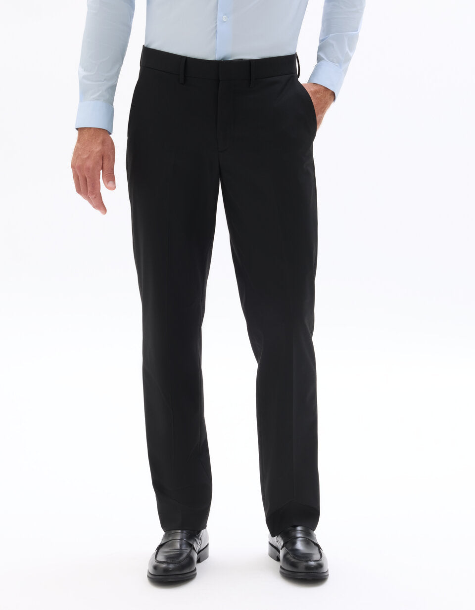 Regular-Fit Bi-Stretch Suit Trousers - Black — view 3