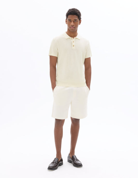 Regular-Fit Textured Knit Polo Shirt - White — view 2