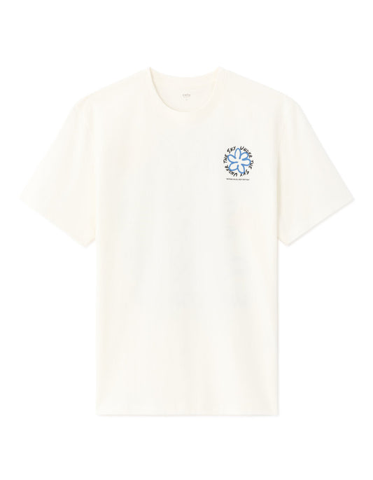 Boxy Pure Cotton Crew-Neck Naive Print T-Shirt - Ecru — view 2