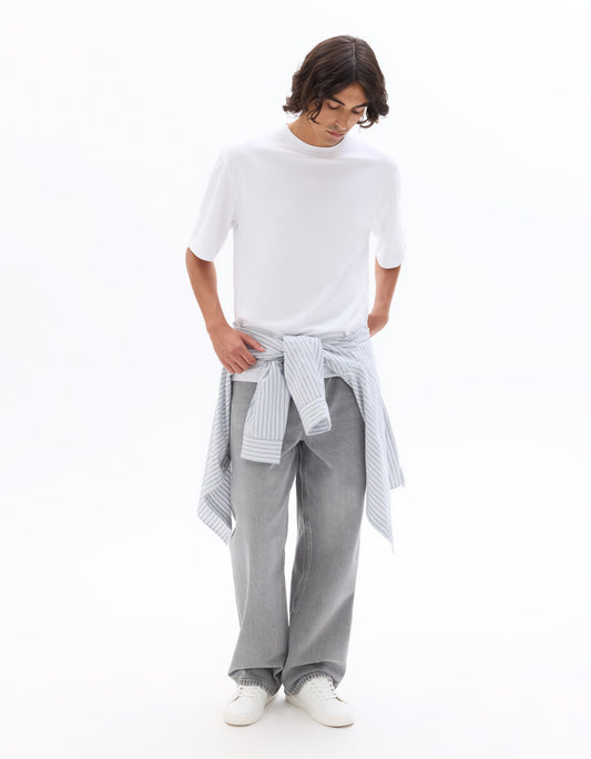 Baggy Pure Cotton Jeans - Light Grey — view 2