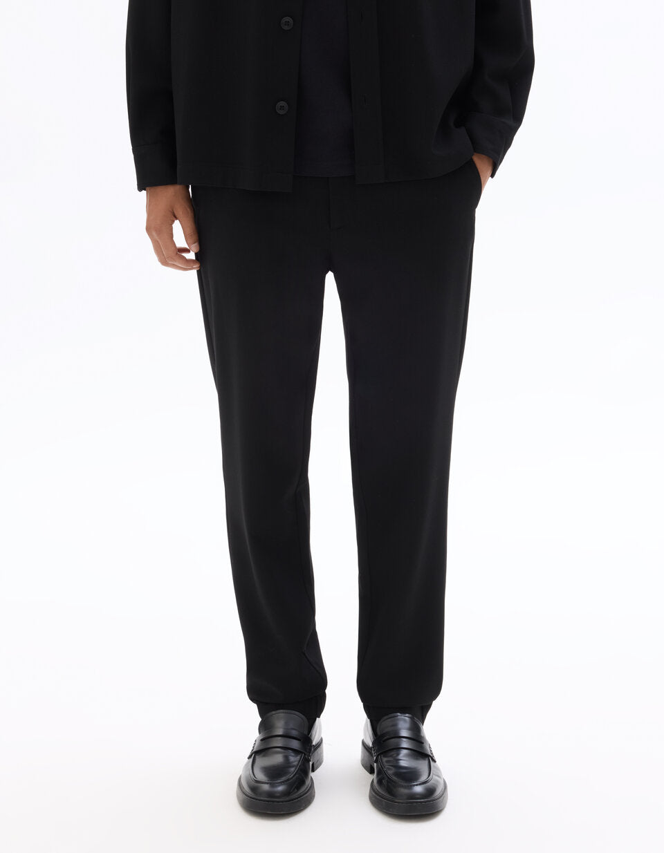 24H Smart Slim-Fit Textured Stretch Trousers - Black — view 3