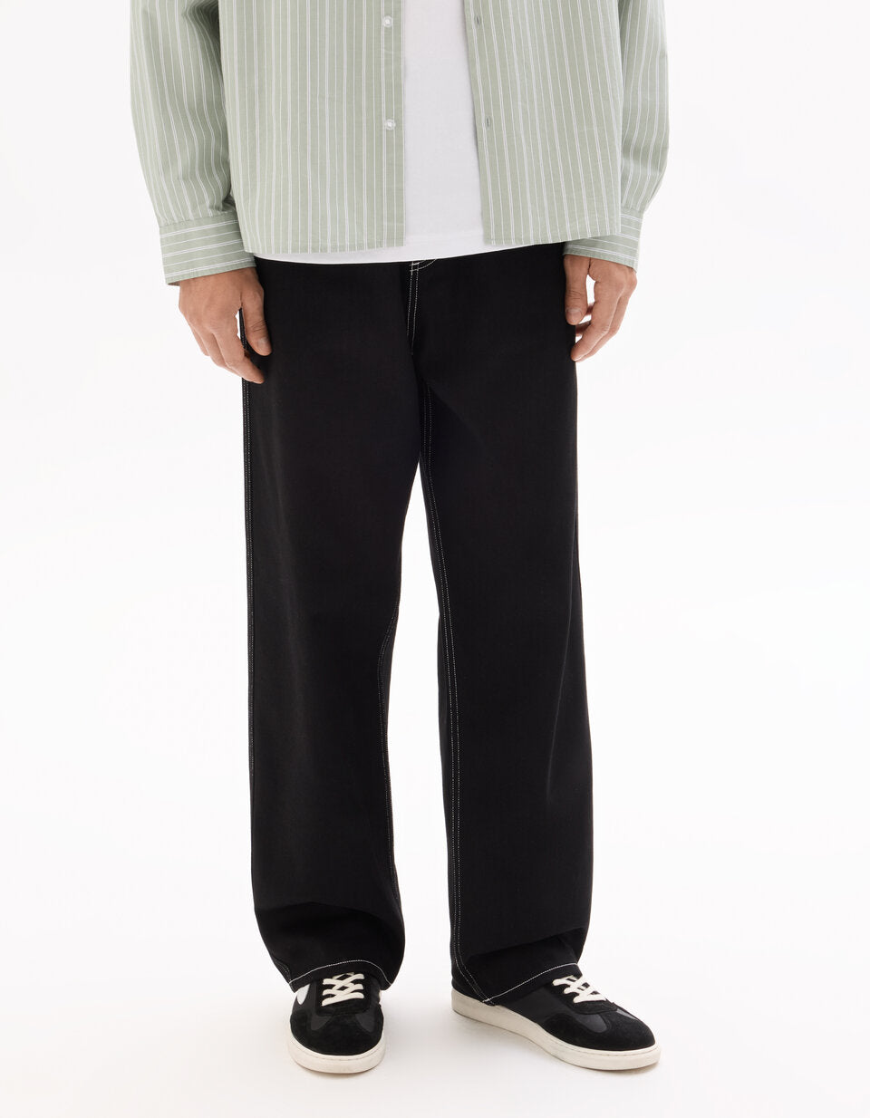Baggy Pure Cotton Carpenter Jeans - Black — view 3