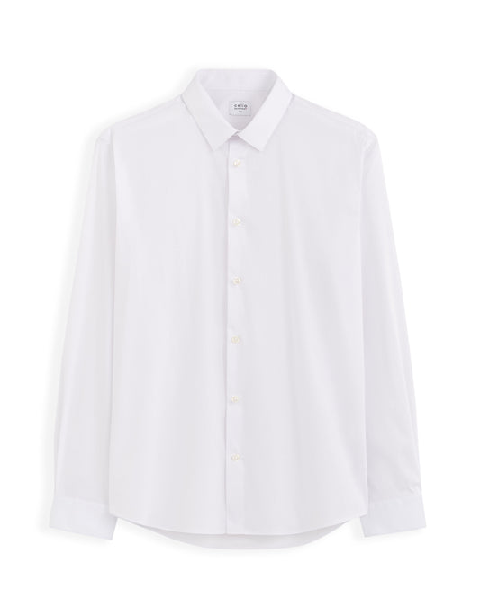 Slim-Fit Stretch Cotton Shirt - White — view 1