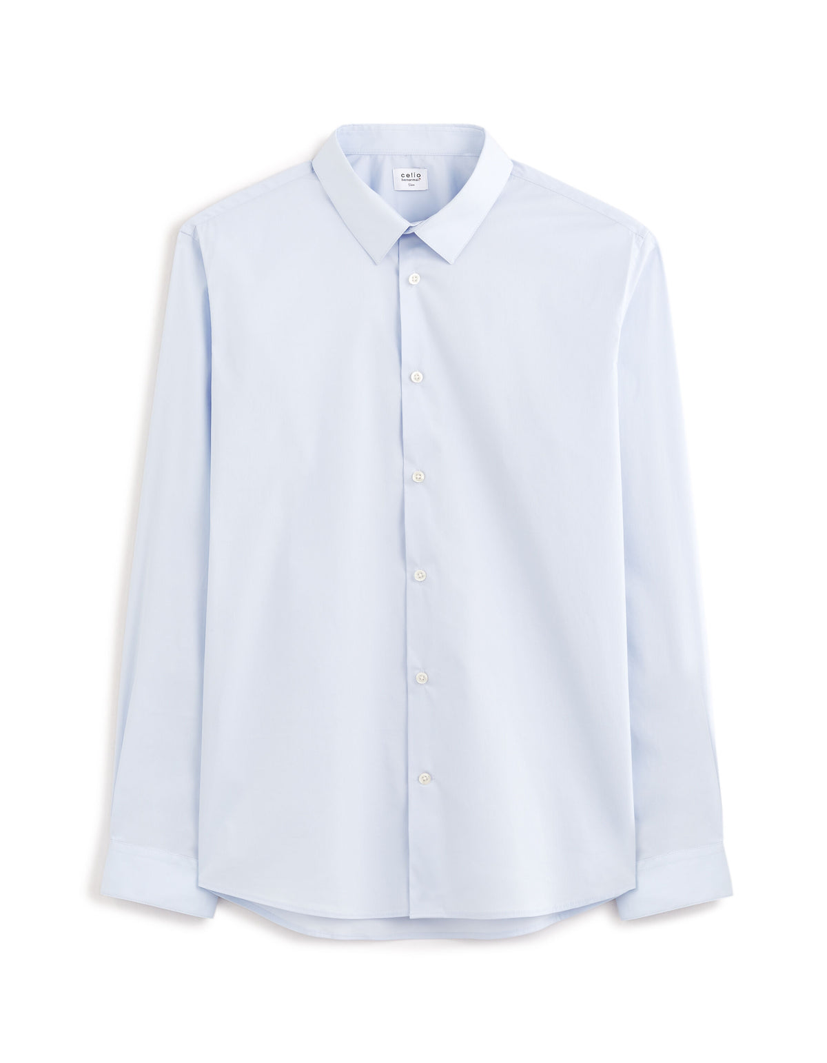 Slim-Fit Stretch Cotton Shirt - Light Blue — view 1