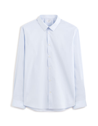 Slim-Fit Stretch Cotton Shirt - Light Blue — view 1