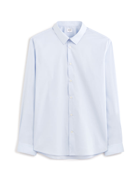 Slim-Fit Stretch Cotton Shirt - Light Blue — view 1