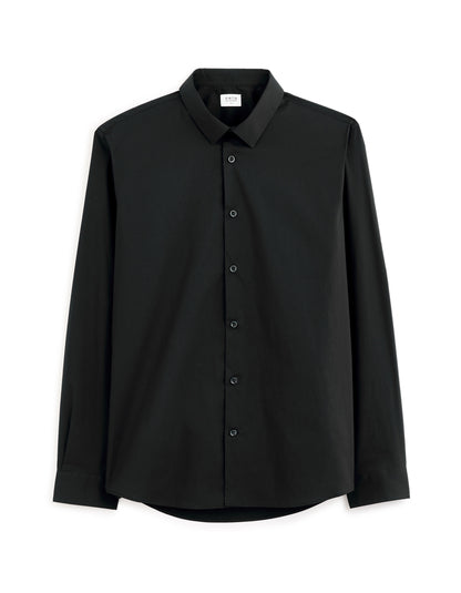 Slim-Fit Stretch Cotton Shirt - Black — view 1