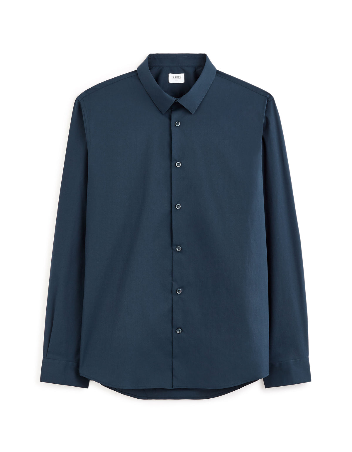Slim-Fit Stretch Cotton Shirt - Navy — view 1