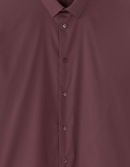 Slim-Fit Stretch Cotton Shirt - Burgundy — view 2