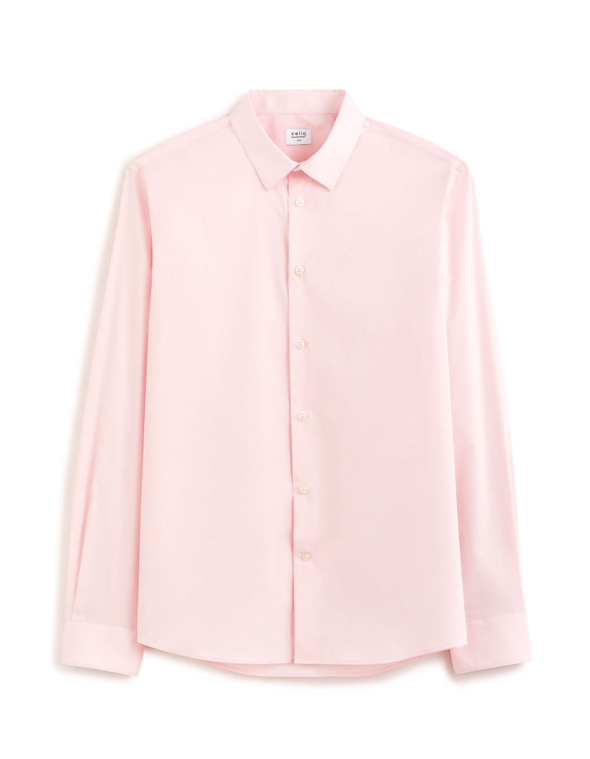 Slim-Fit Stretch Cotton Shirt - Pink — view 1