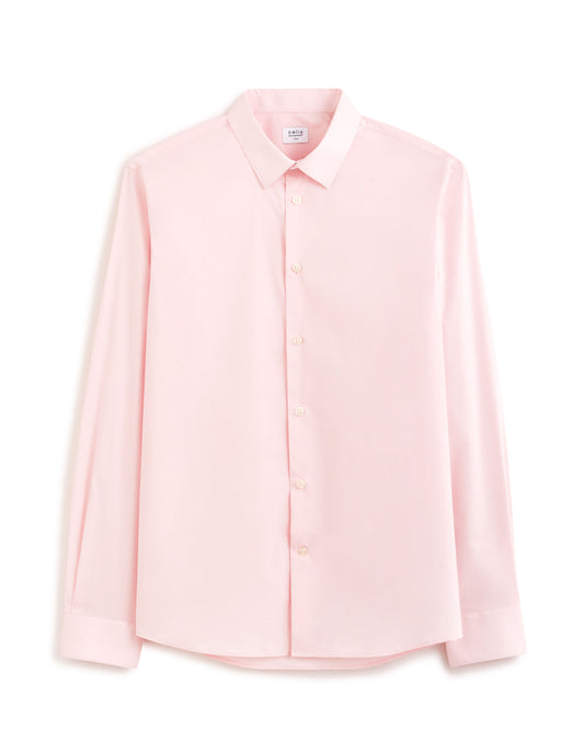Slim-Fit Stretch Cotton Shirt - Pink — view 1